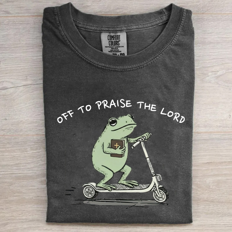 Funny Frog Off To Praise The Lord Christian T-shirt-Teevibe