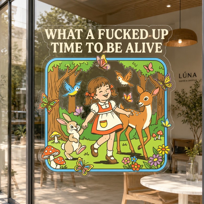 Retro Cartoon "What A ****** Up Time To Be Alive" Sticker-Teevibe