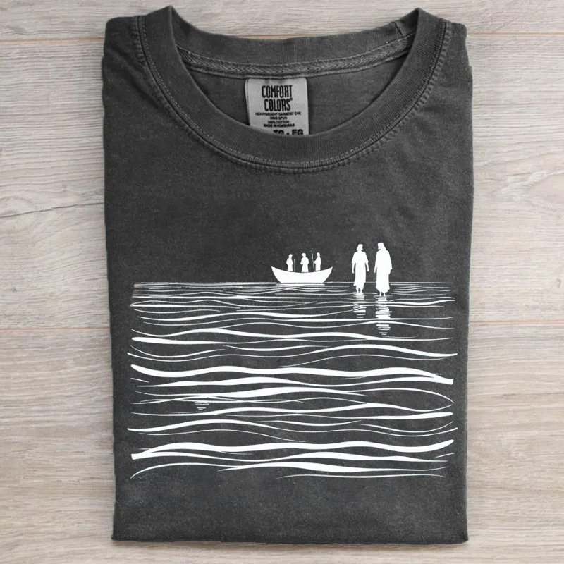 Walk on Water Boho Christian T-shirt-Teevibe