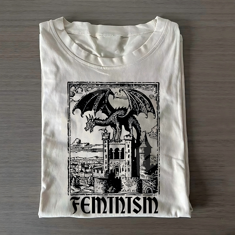 Vintage 90s Feminism Dragon T-shirt-Teevibe
