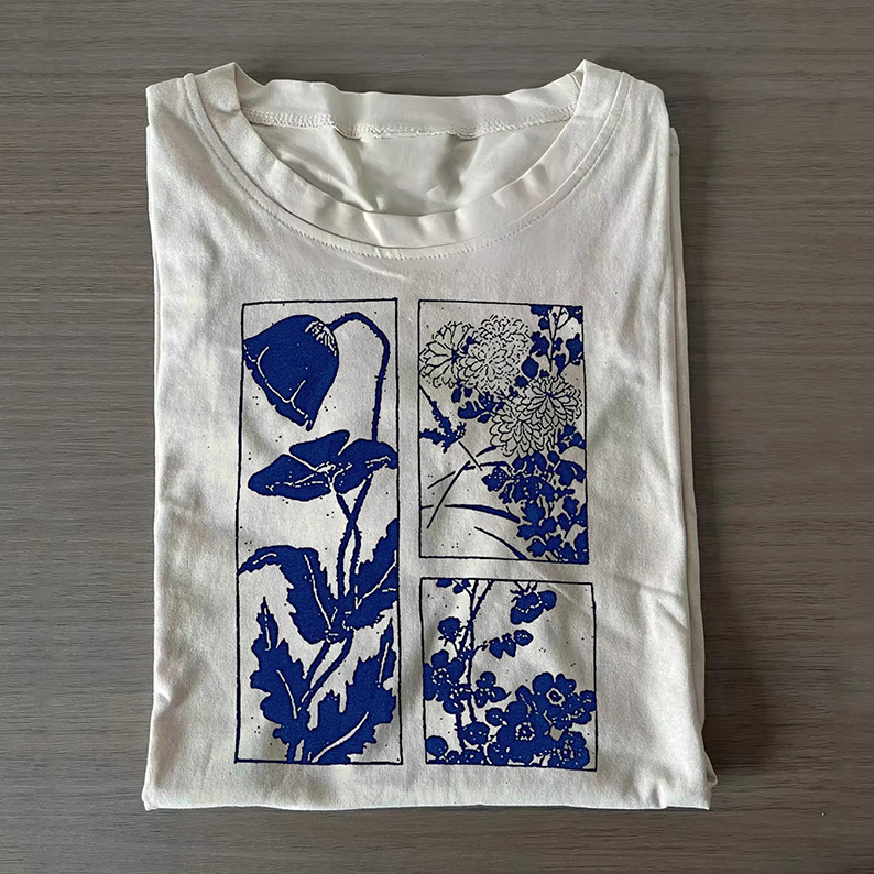 Blue Flowers T-shirt-Teevibe