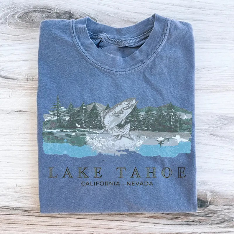 Vintage Lake Tahoe Fish T-Shirt-Teevibe