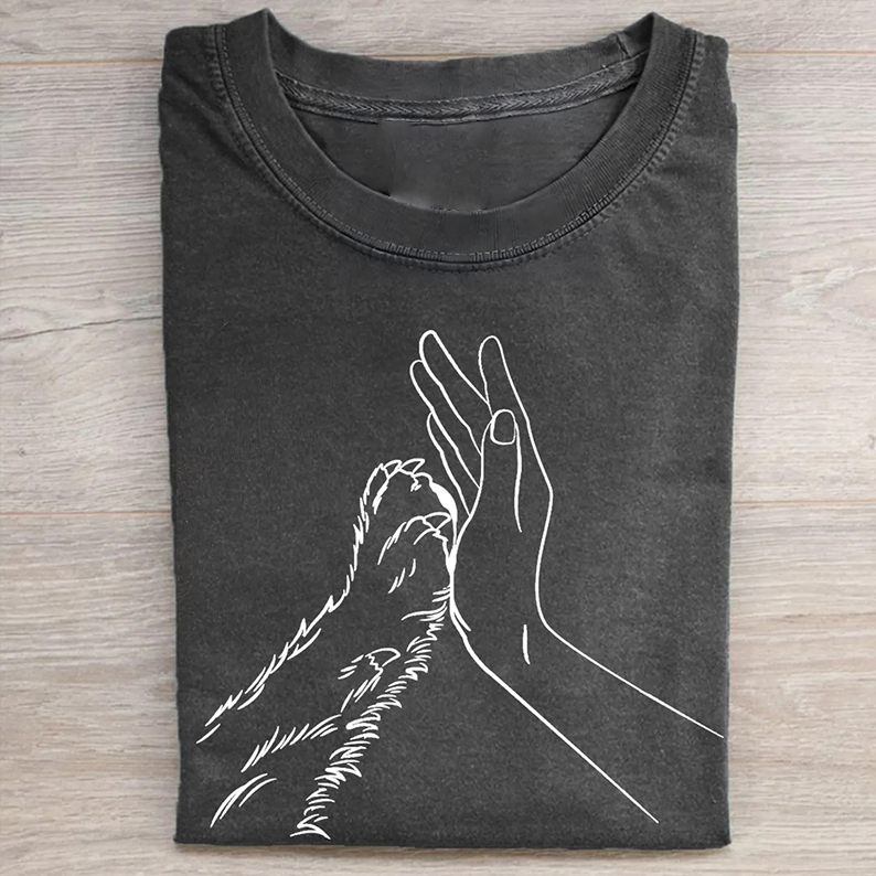 Human Hand and Paw T-shirt-Teevibe