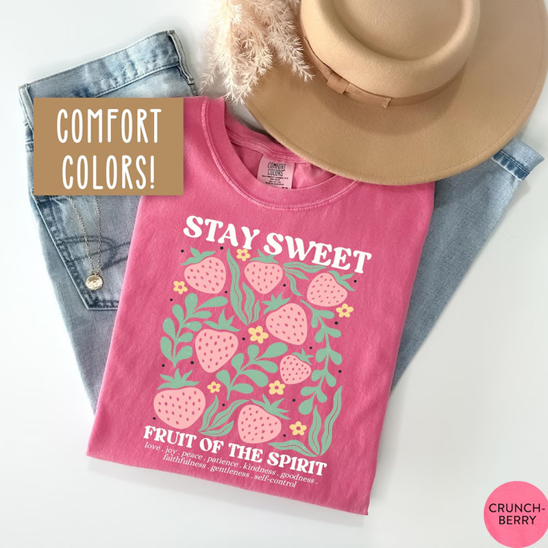 Boho Christian Strawberry T-shirt-Teevibe