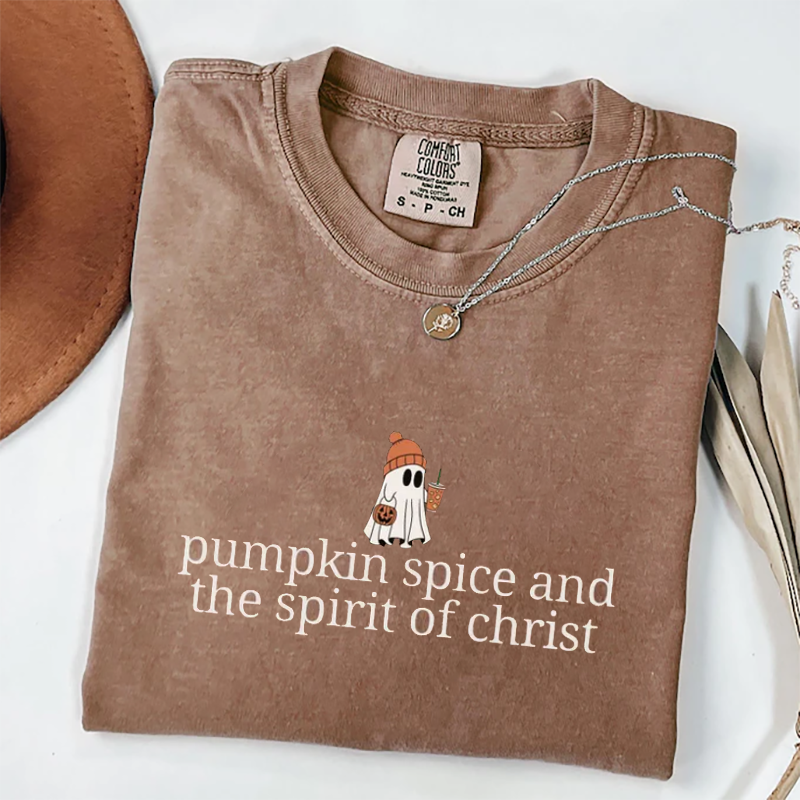 Cute Ghost Pumpkin Spice Coffee T-shirt-Teevibe