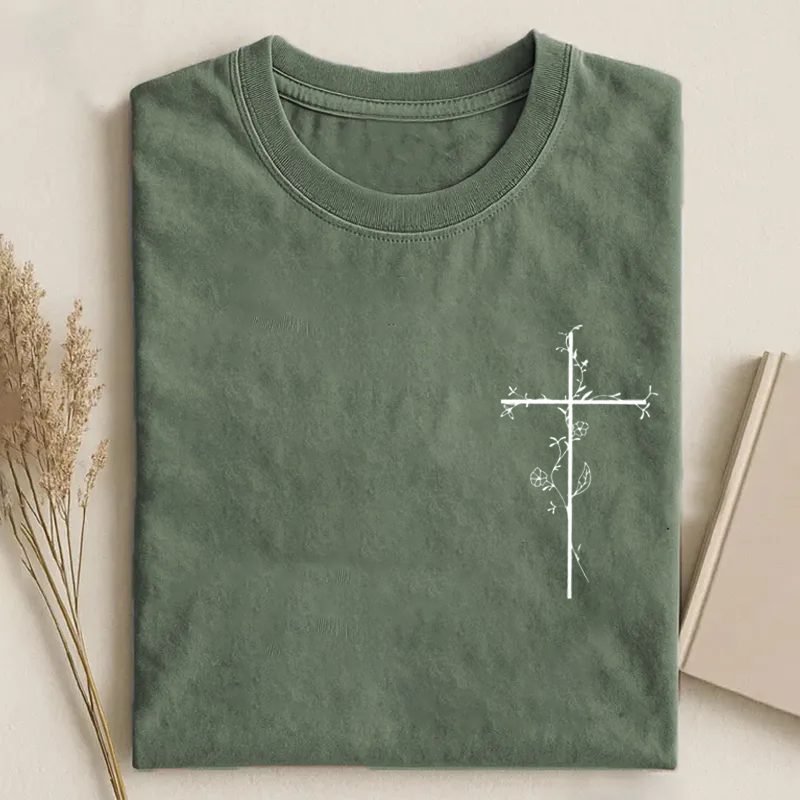 Floral Cross T-shirt-Teevibe