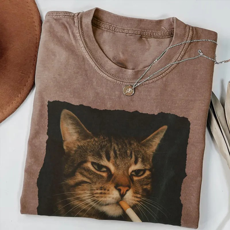 Funny Smoking Cat T-shirt-Teevibe