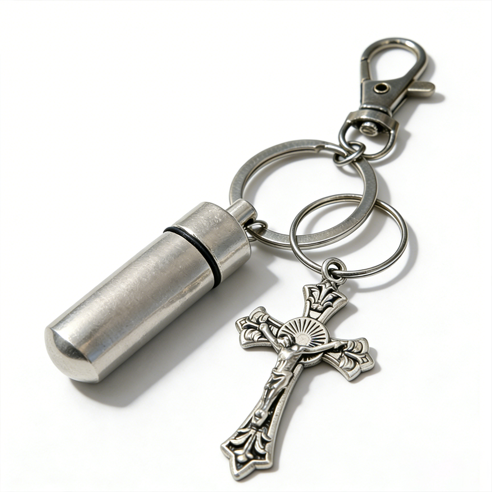 Christian Cross Holy Water Keychain A Symbol of Faith and Blessing-Teevibe