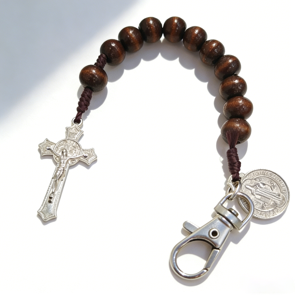 Christian Cross Rosary Keychain for Prayer and Blessing-Teevibe