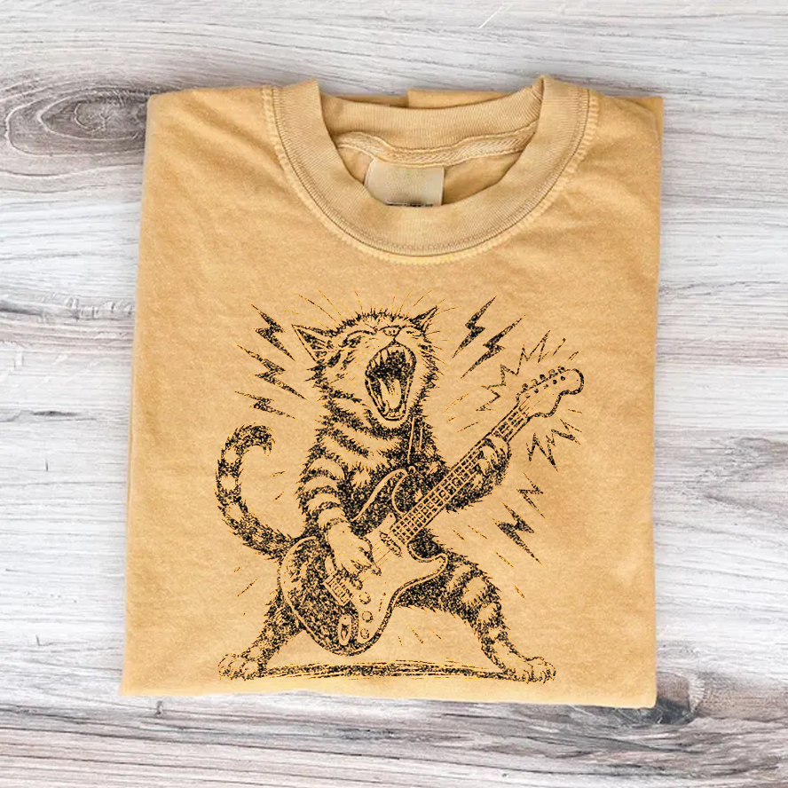 Rock and Roll Cat T-shirt-Teevibe