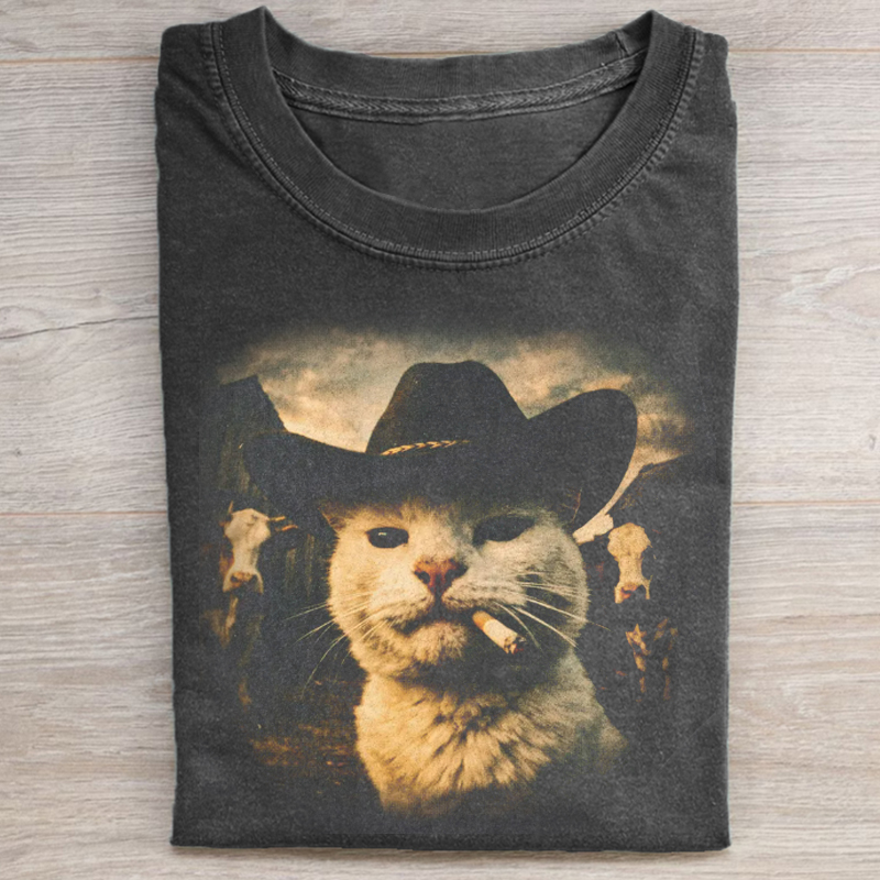 Funny Cowboy Cat T-shirt-Teevibe