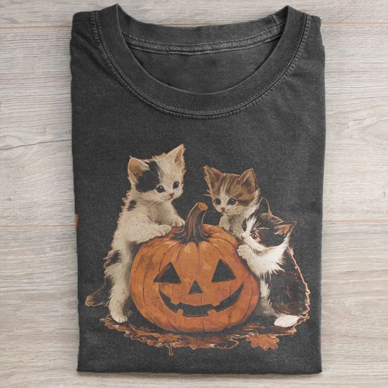 Vintage 90s Cat Halloween T-shirt-Teevibe