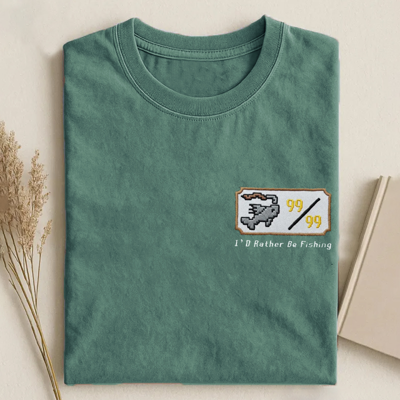 Embroidered OSRS Fishing T-shirt-Teevibe