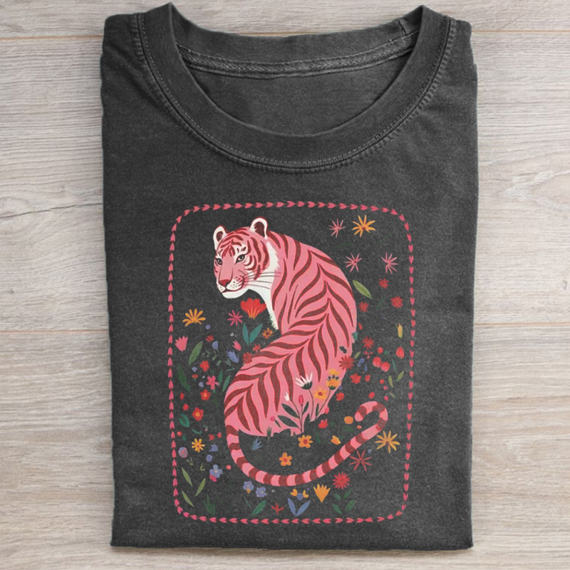 Pink Tiger Floral T-shirt-Teevibe