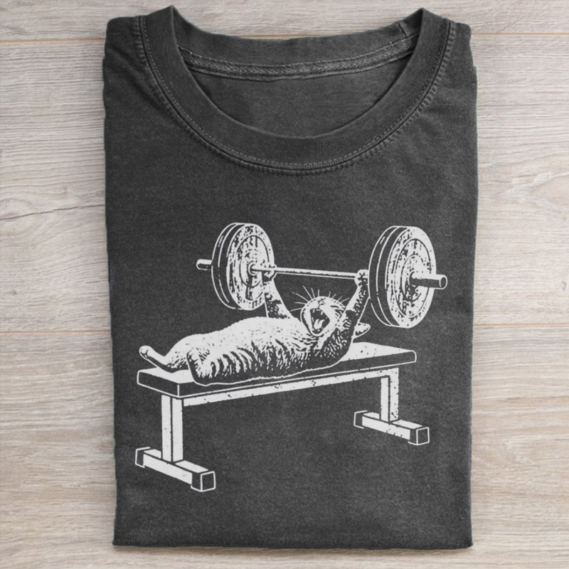 Funny Cat Gym T-shirt-Teevibe