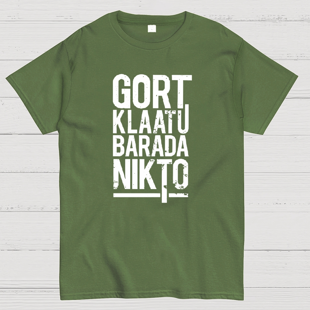 Gort Klaatu Barada Nikto Vintage Sci-Fi Graphic T-Shirt