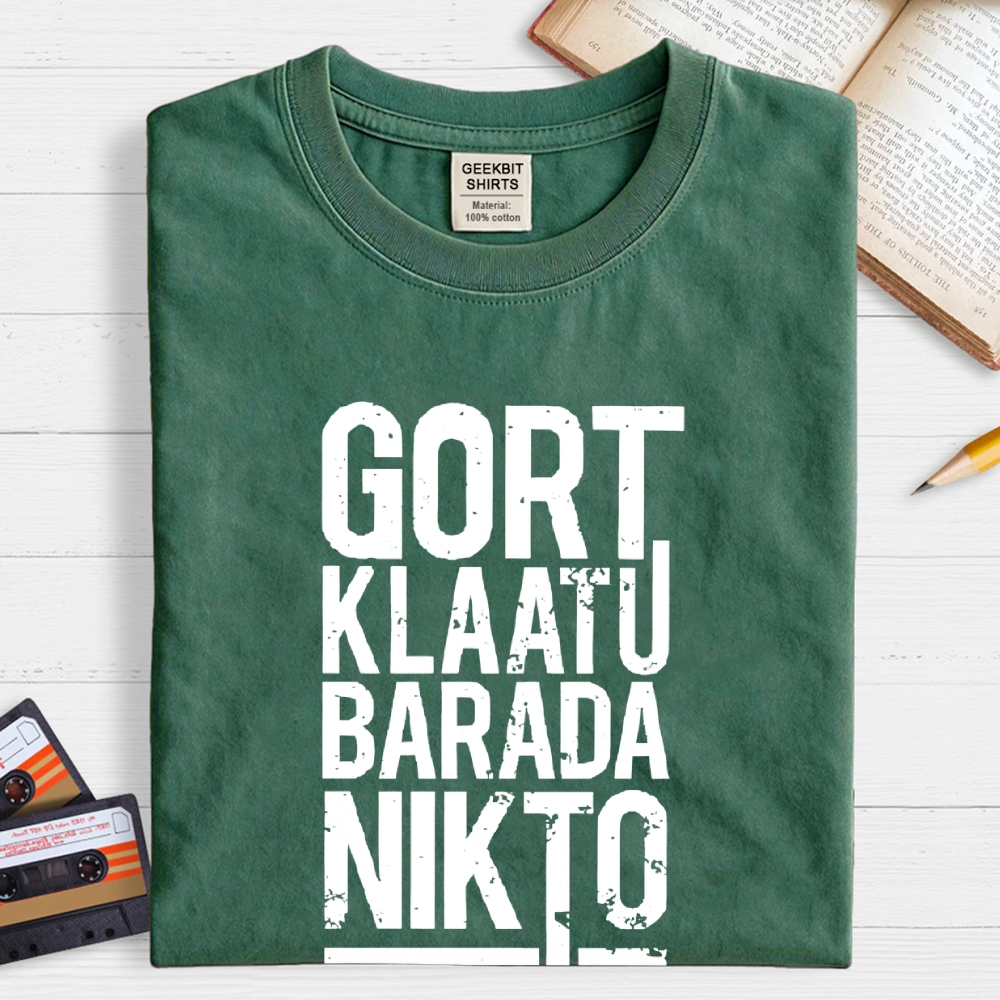 Gort Klaatu Barada Nikto Vintage Sci-Fi Graphic T-Shirt