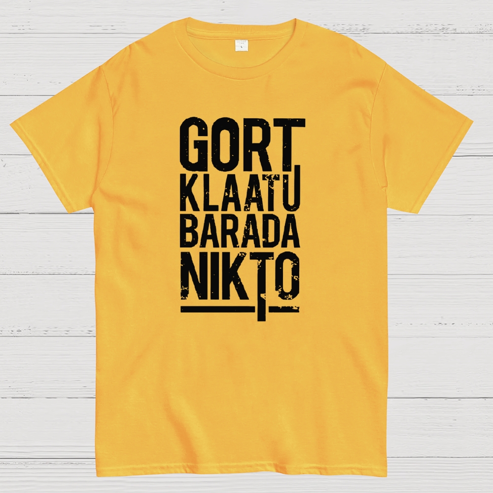 Gort Klaatu Barada Nikto Vintage Sci-Fi Graphic T-Shirt
