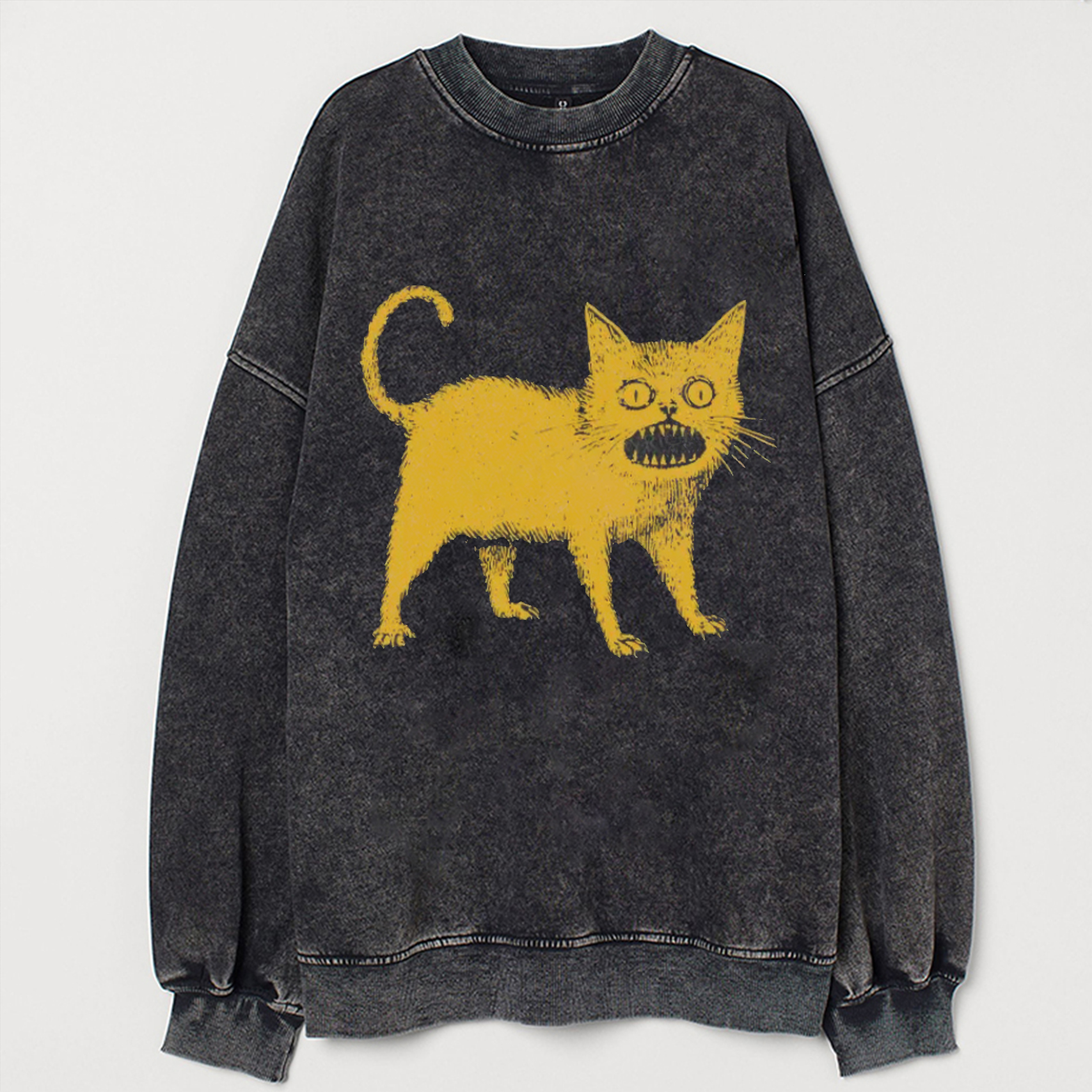 Horrible Japanese Cat Vintage Sweatshirt-Teevibe