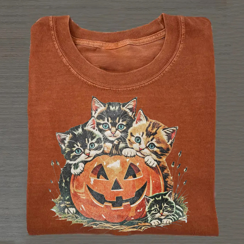 Vintage 90s Cat Halloween T-shirt-Teevibe