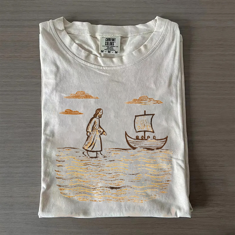Vintage Jesus Walking on Water T-shirt-Teevibe