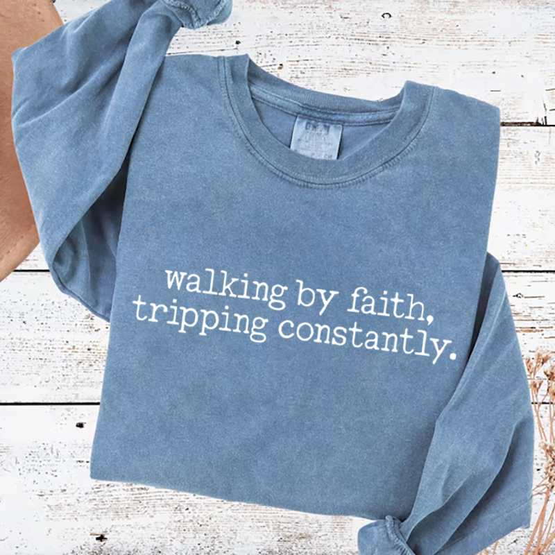 Walking by Faith Sweatshirt-Teevibe