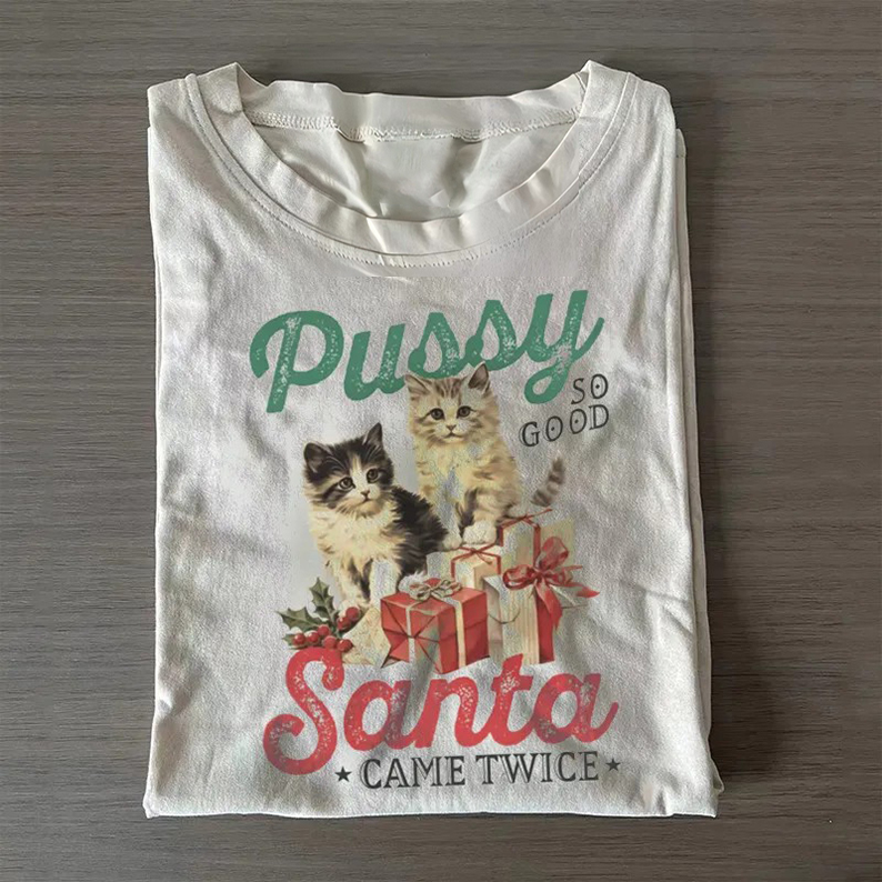 Raunchy Christmas Cat T-shirt-Teevibe