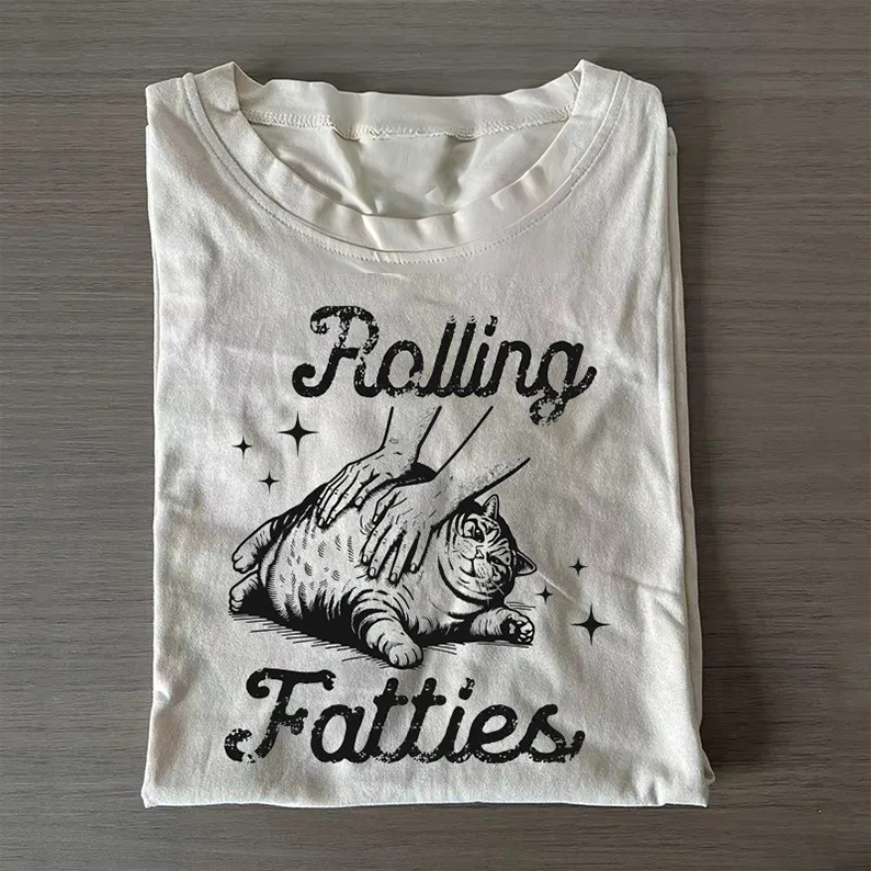 Rolling Fatties Cat T-shirt-Teevibe