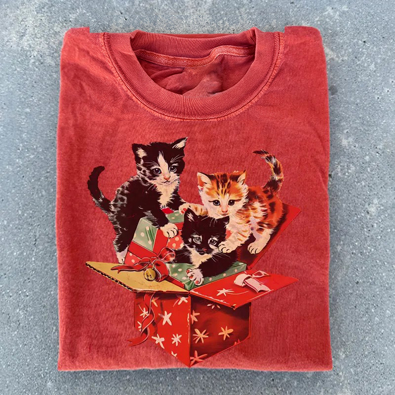 Holiday Cat Christmas T-shirt-Teevibe