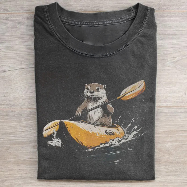 Kayaking Otter T-shirt-Teevibe
