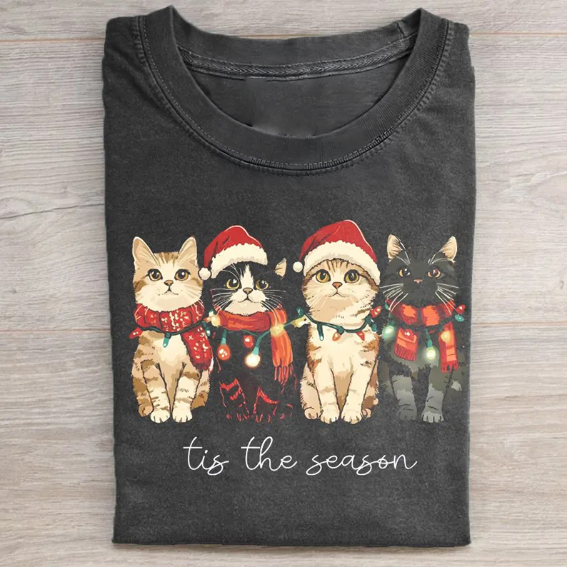 Cat Christmas T-shirt-Teevibe