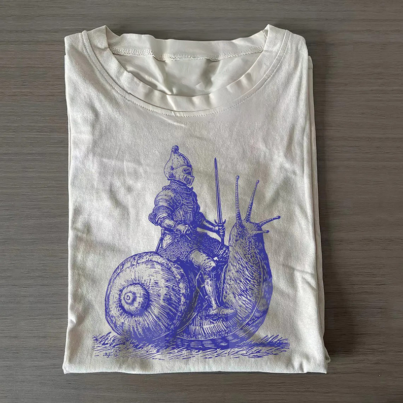 Vintage Snail Knight Graphic T-shirt-Teevibe