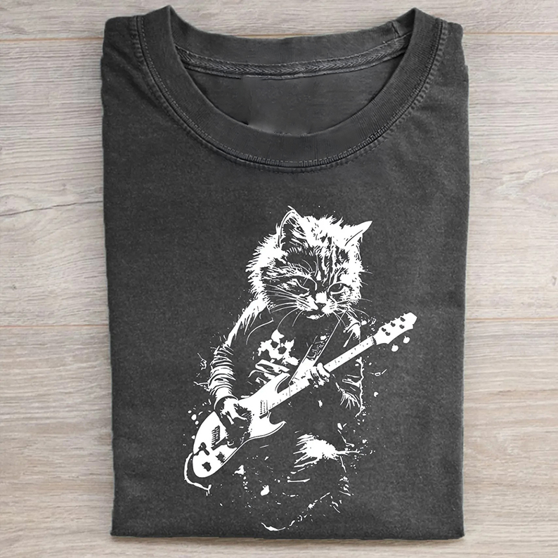 Funny Cat Playing Guitar T-shirt-Teevibe