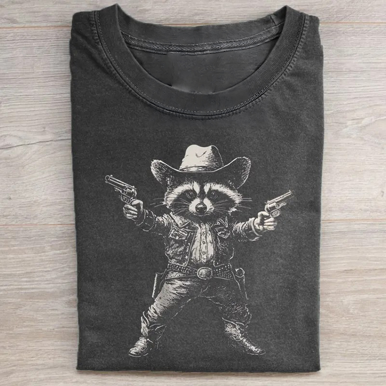 Cowboy Raccoon T-shirt-Teevibe