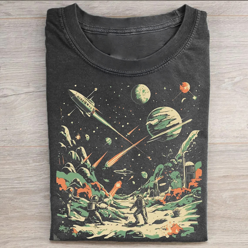 Space Battle Vintage T-shirt-Teevibe