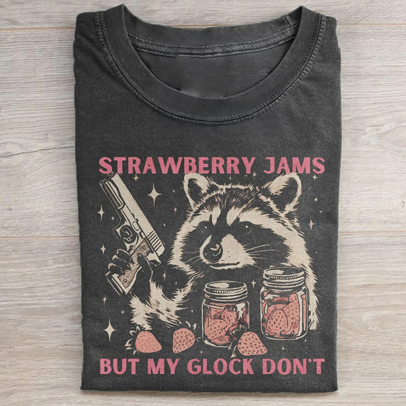 Vintage Strawberry Jams Raccoon T-shirt-Teevibe
