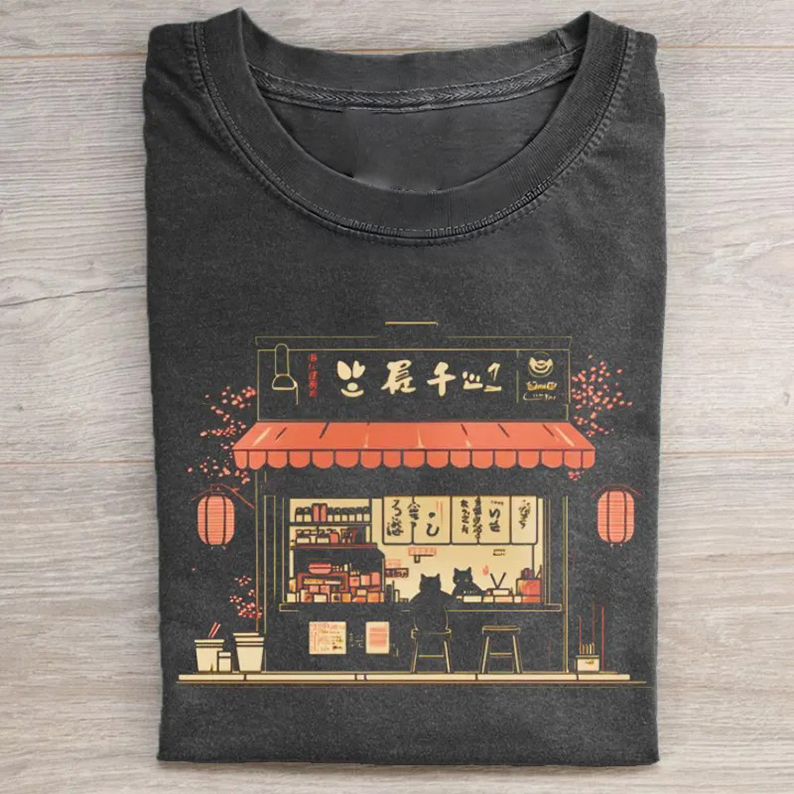 Cat Lover Ramen Shop T-shirt-Teevibe