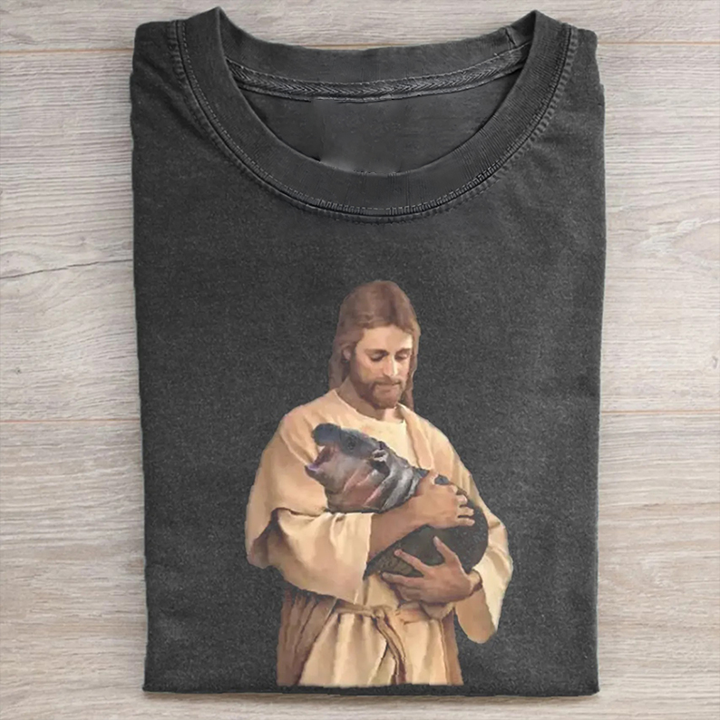 Jesus Moo Deng T-Shirt-Teevibe