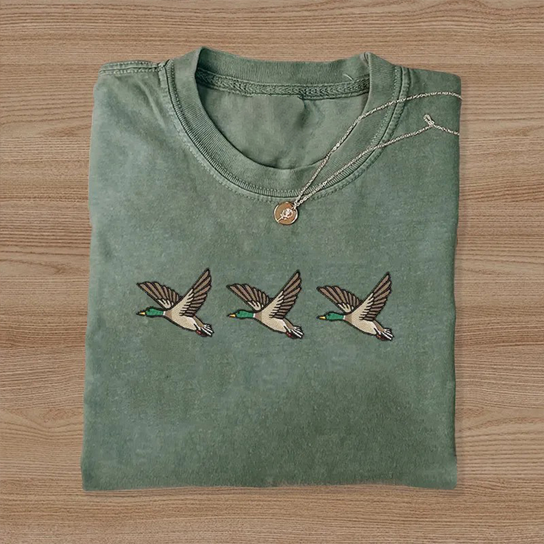 Embroidered Duck T-shirt-Teevibe