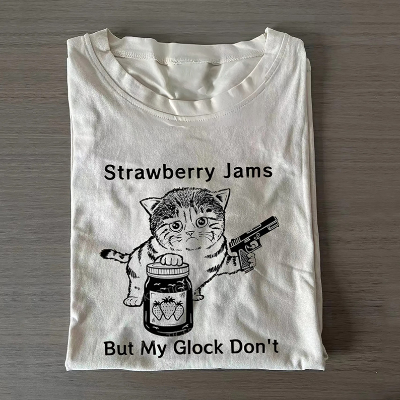 Strawberry Jam Cat T-shirt-Teevibe
