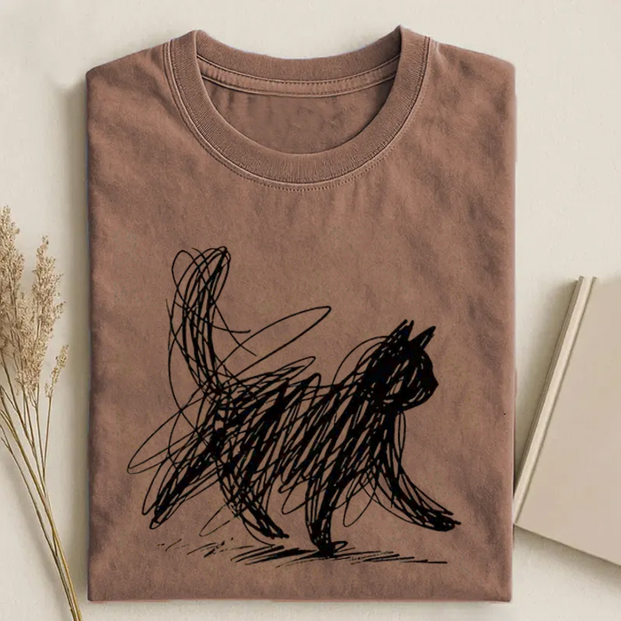 Minimalist Cat T-shirt-Teevibe