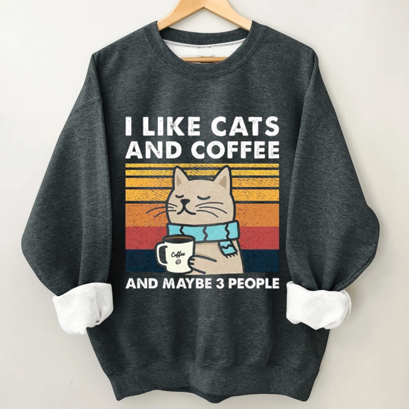 I Like Cats And Coffee Sweatshirt-Teevibe