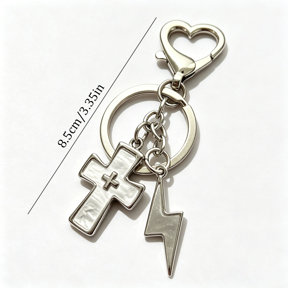 Cross & Lightning Shape Christian Keychain-Teevibe