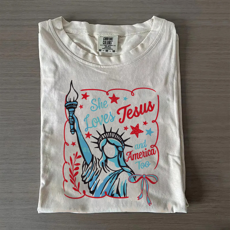 She Loves Jesus and America too T-shirt-Teevibe