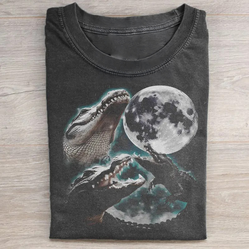 Three Alligator Moon T-shirt-Teevibe