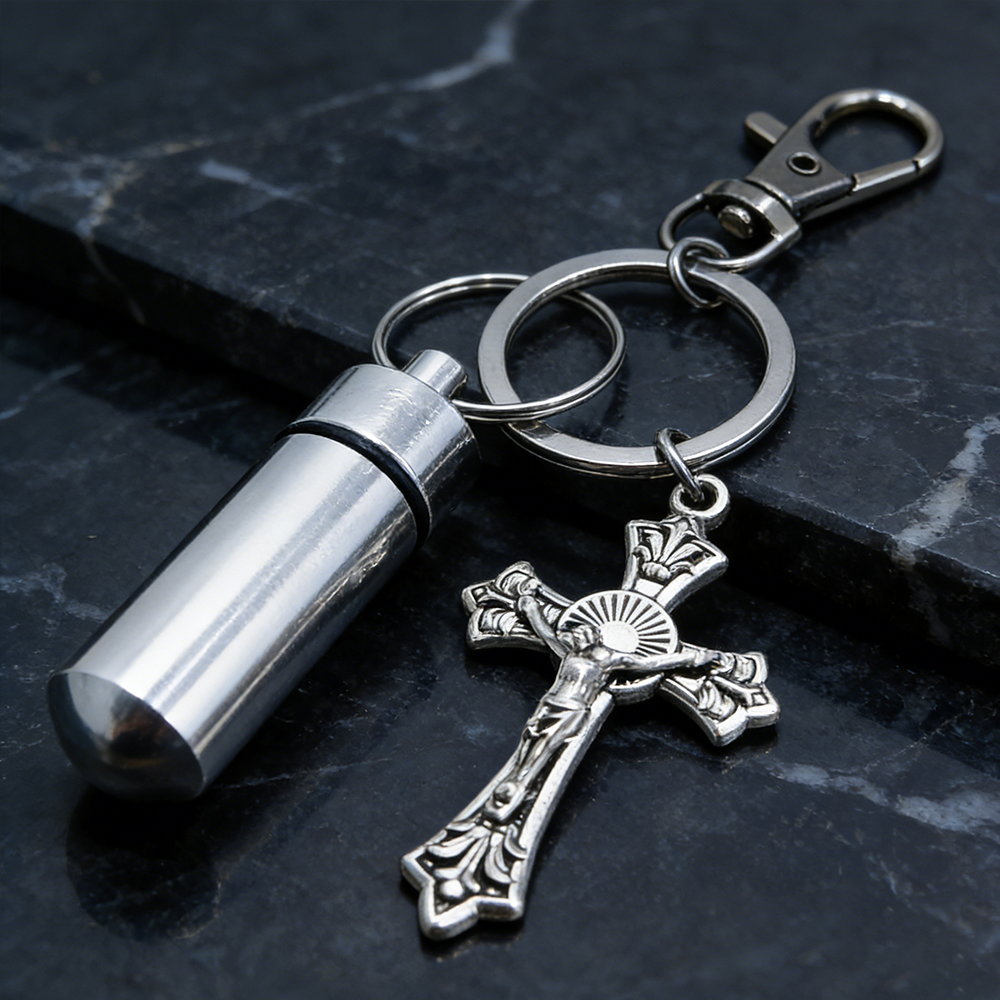 Christian Cross Holy Water Keychain A Symbol of Faith and Blessing-Teevibe