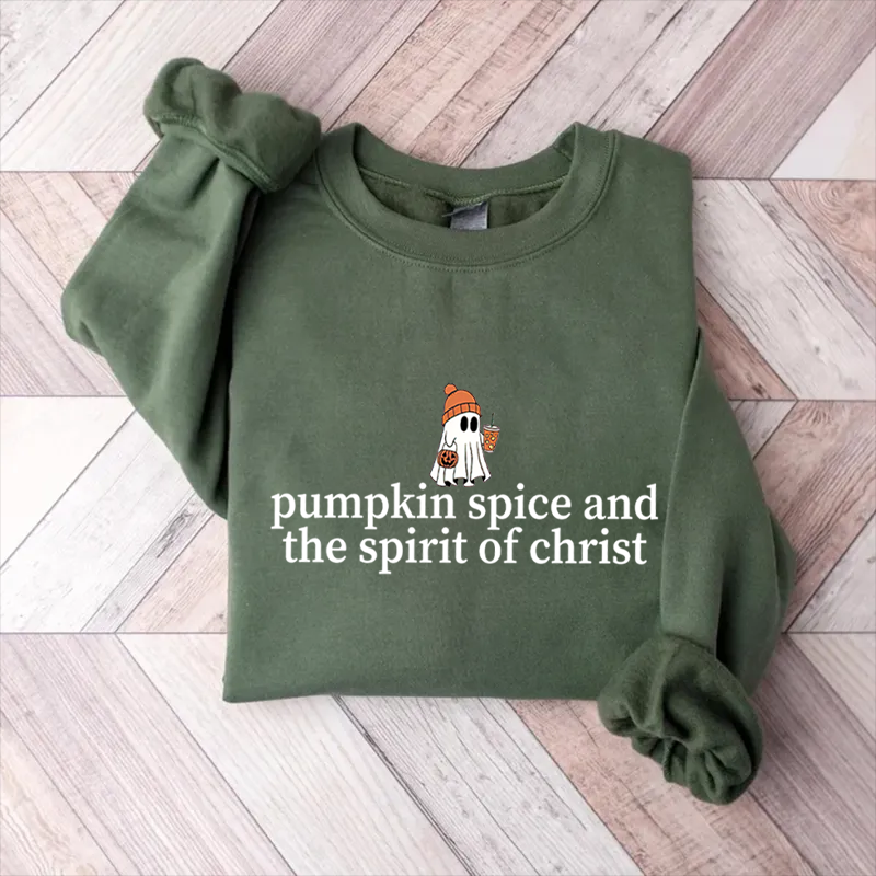 Cute Ghost Pumpkin Spice Coffee Sweatshirt-Teevibe