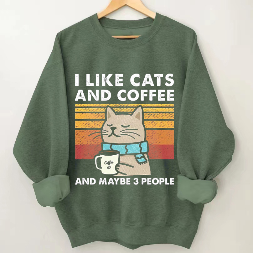 I Like Cats And Coffee Sweatshirt-Teevibe