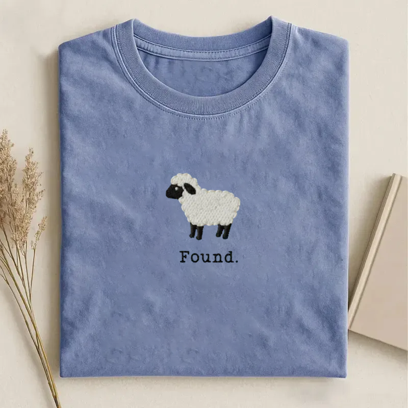 Christian Psalm 23 Lamb Embroidered T-shirt-Teevibe