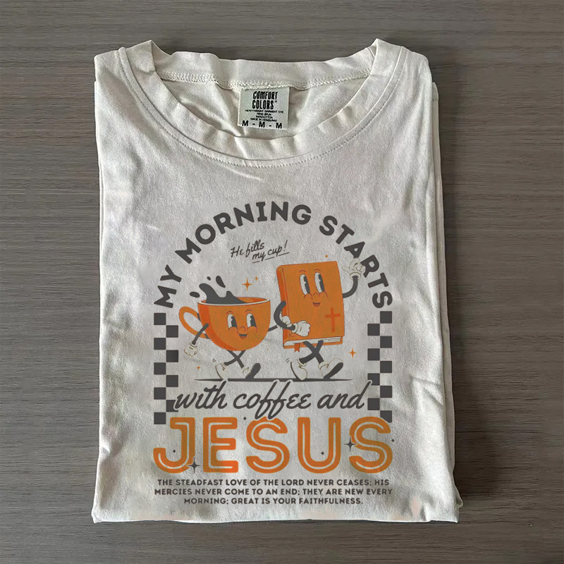 Comfort Colors Coffee and Jesus T-shirt-Teevibe